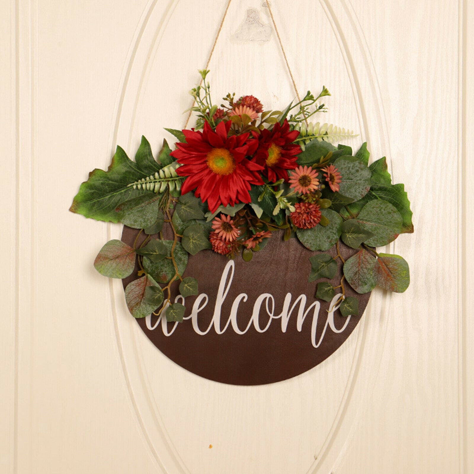 Wooden Welcome Door Sign Hanging Garland Ornament Holiday Spring Decoration