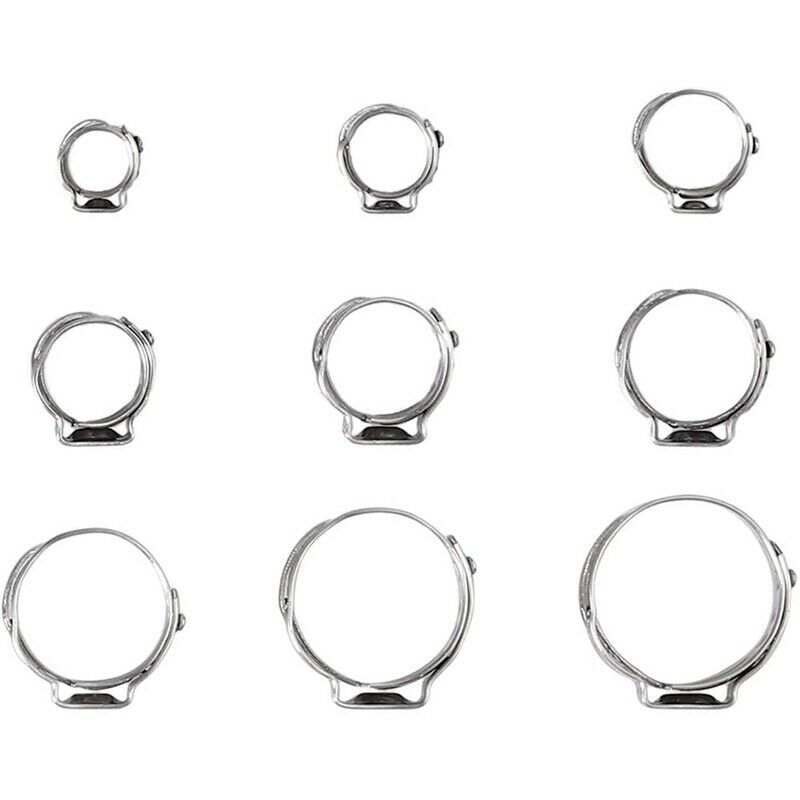 Single Ear Stepless Hose Clamps 180 Pcs 5.8-21 Mm + Ear Clamp Pliers, StainlZ1N7