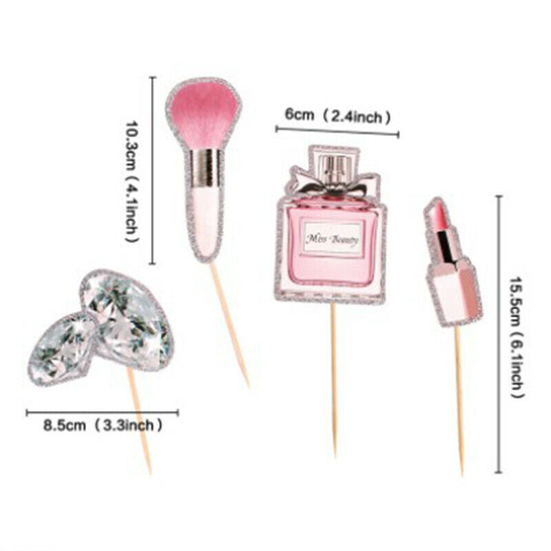 Perfume Lipstick Makeup Cake Toppers DIY Girl Cake Flags Party Baking Dec.l8