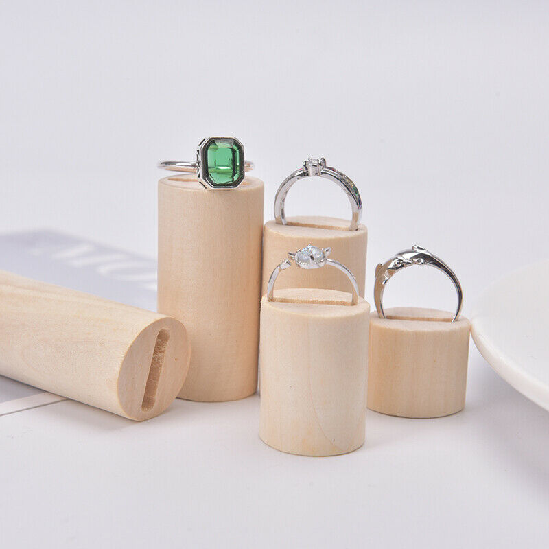5 Pcs Wooden Ring Jewelry Display Rack Organizer Stand Cone Shape Ring Holder