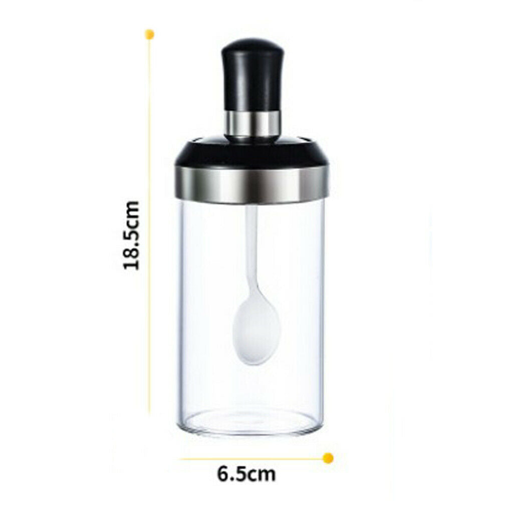 350ml Condiment Container Seasoning Box with Spoon Spice Jars Transparent