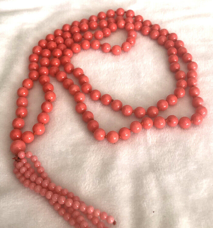 New 7-8mm round pink natural high-quality coral necklace Buddhism 50â€