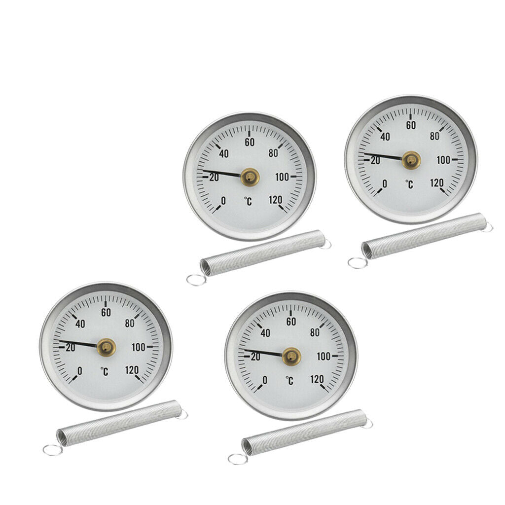 4X 63mm Clip-on Pipe Temperature Gauge With Spring for Heating Oil Tanks