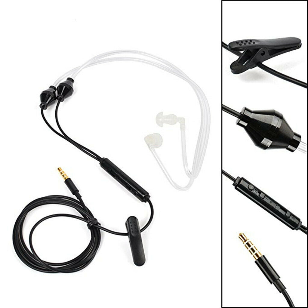 3.5mm Stereo Air Tube Wired Headphone Anti Radiation Headset for