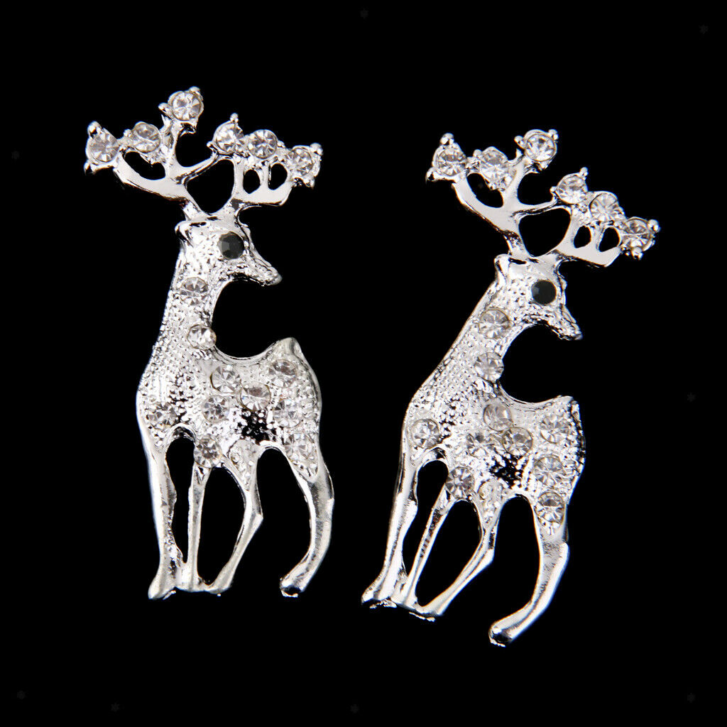 10pcs Xmas Decor Flatback Crystal Reindeer Scrapbooking Craft Embellishments