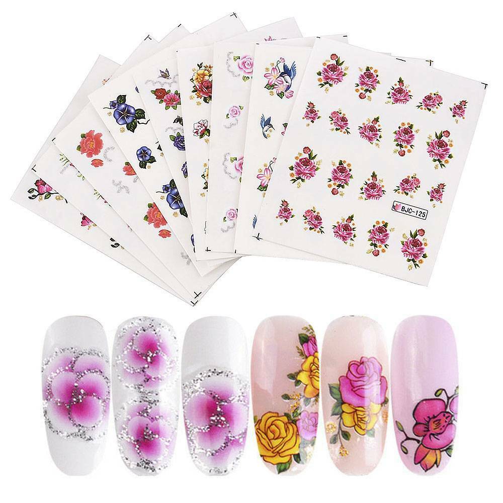 55x Nail Water Cherry Decals Flower Butterfly Nail Art Transfer Stickers Decors