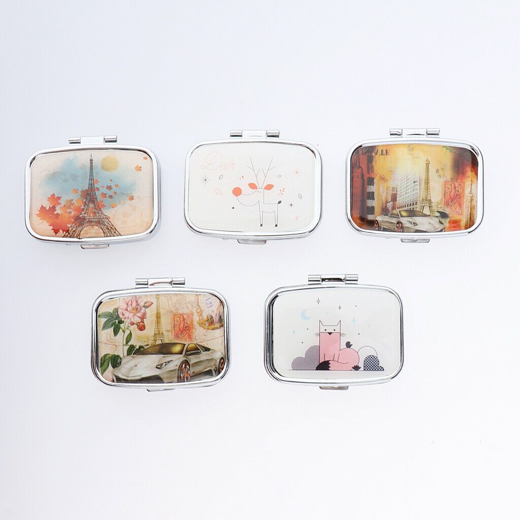 Square cute pill case portable for pocket purse