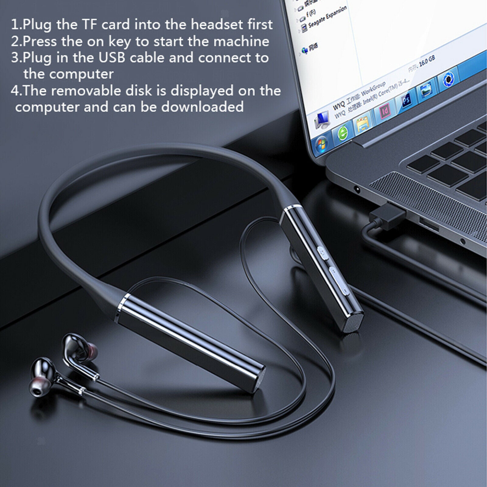 Neckband Bluetooth Headphones, Flexible Wireless Bluetooth Headset with