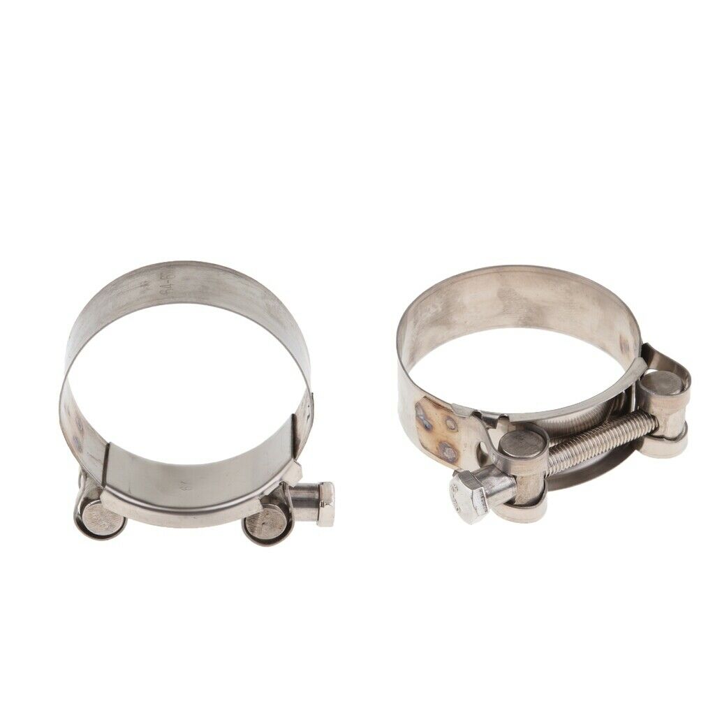 2Pcs Universal Motorcycle Exhaust Pipe Clamp Clip - Stainless Steel 64-67mm