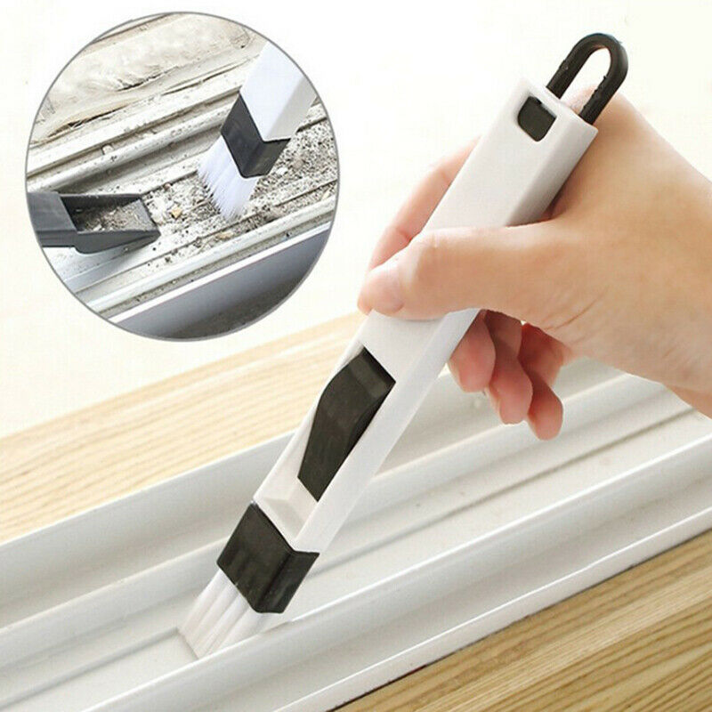 2IN1 Window Door Tracks Groove Clean Brush Dustpan Crevice Keyboard Bru.l8
