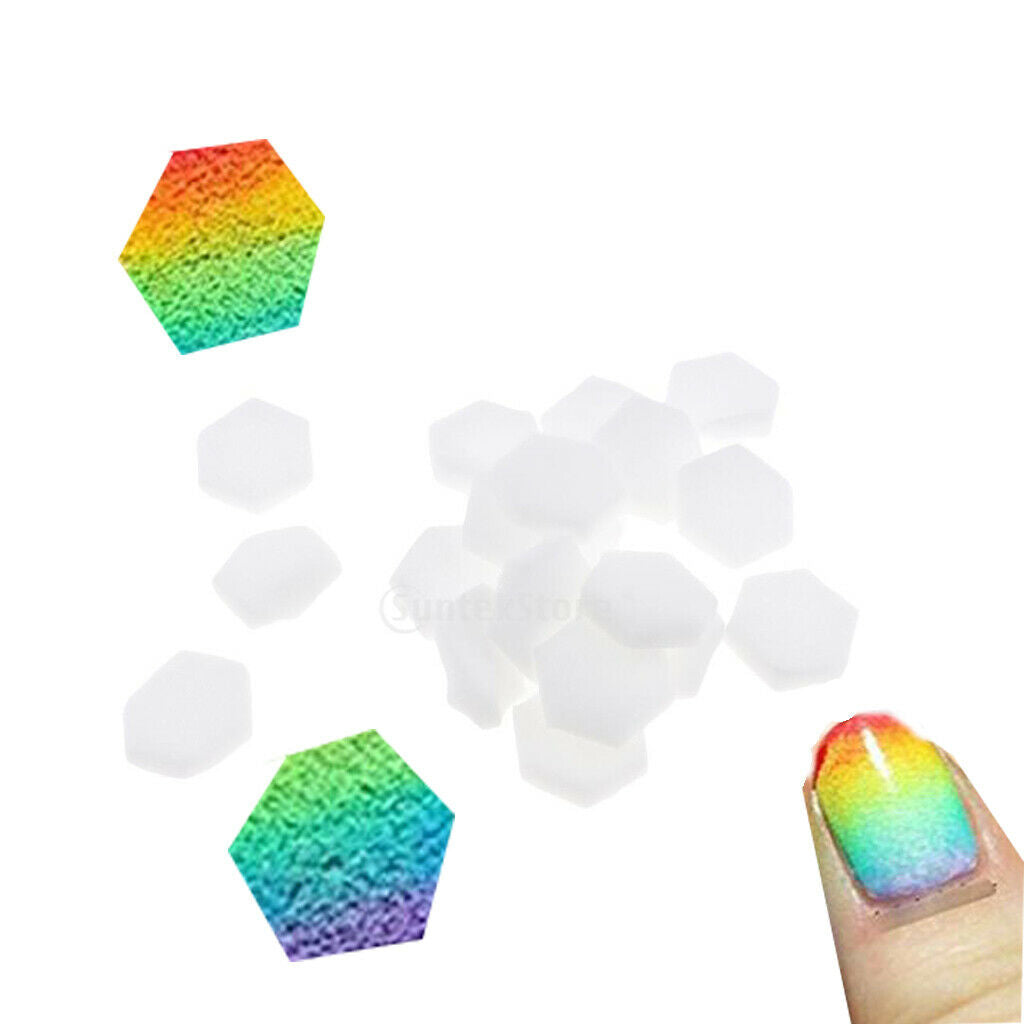 Set of 320 White Hexagon Disposable Nail Art Polish Transfer Sponge Template