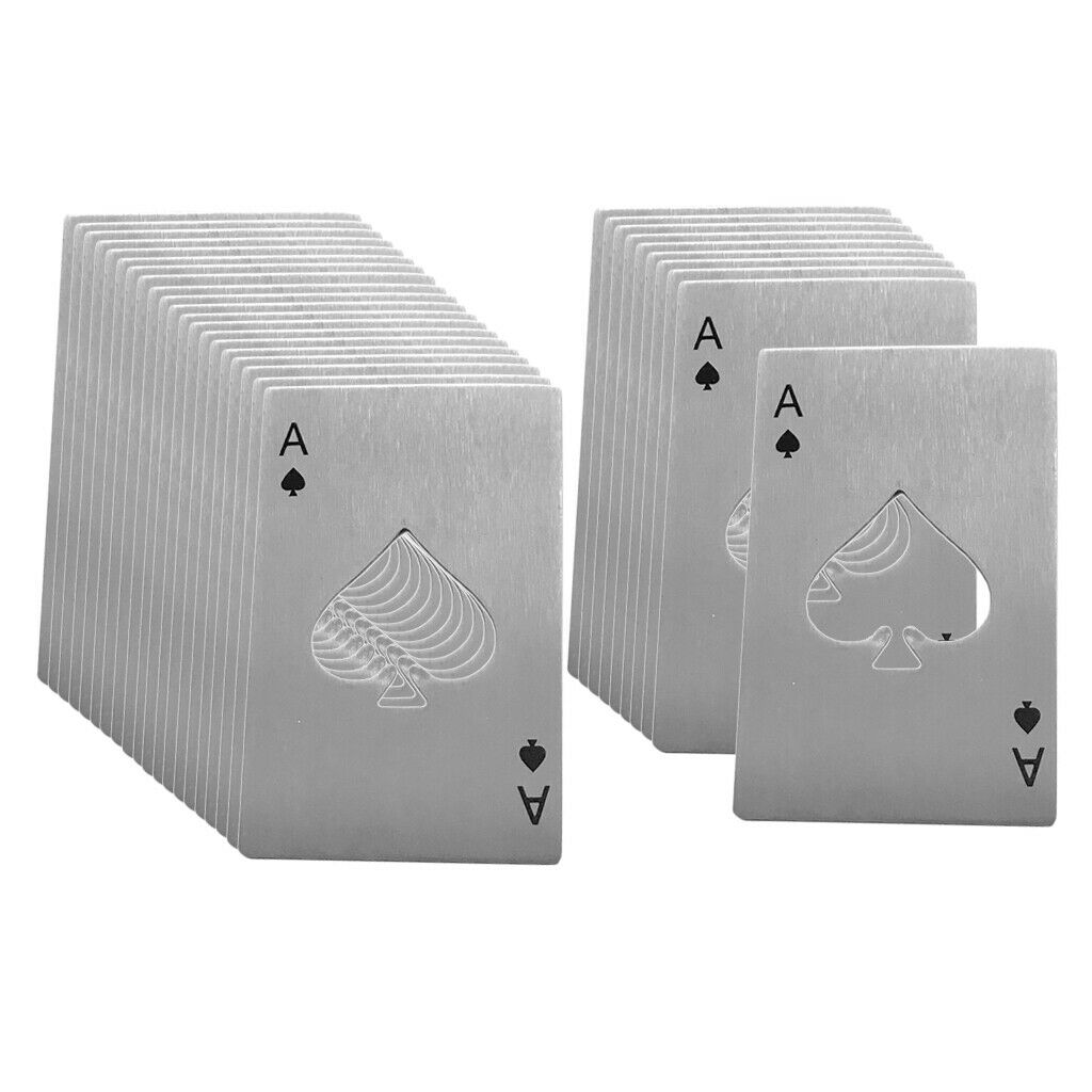 30x Novelty Metal Poker Bottle Openers for Kitchen Party Casino for Wallet
