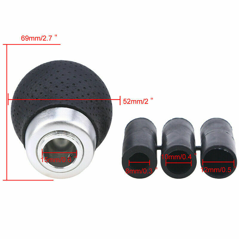 Car Gear Shift Knob Shifter Lever Head 5 Speed Universal Black Aluminum ï¼†Leather