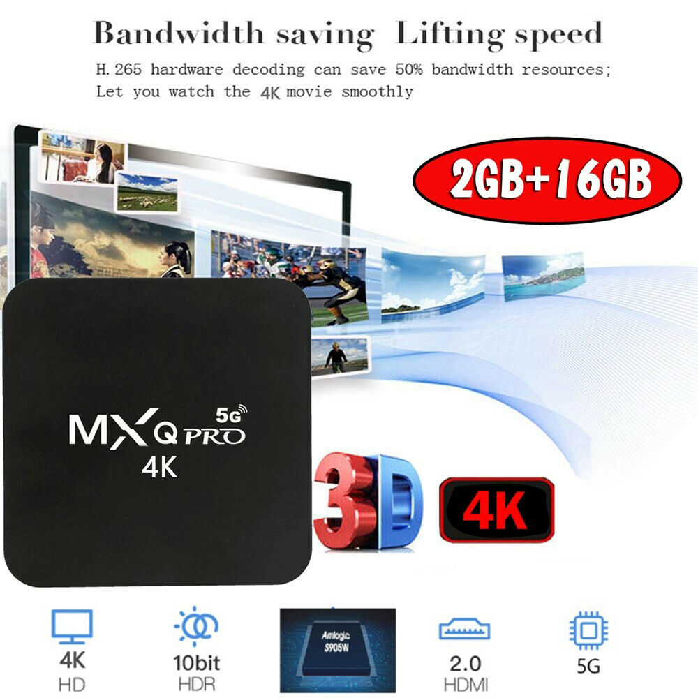 5G Wifi MXQ Pro 4K HD 64Bit Android Quad Core Smart TV Box Ram 2GB ROM 16GB B5