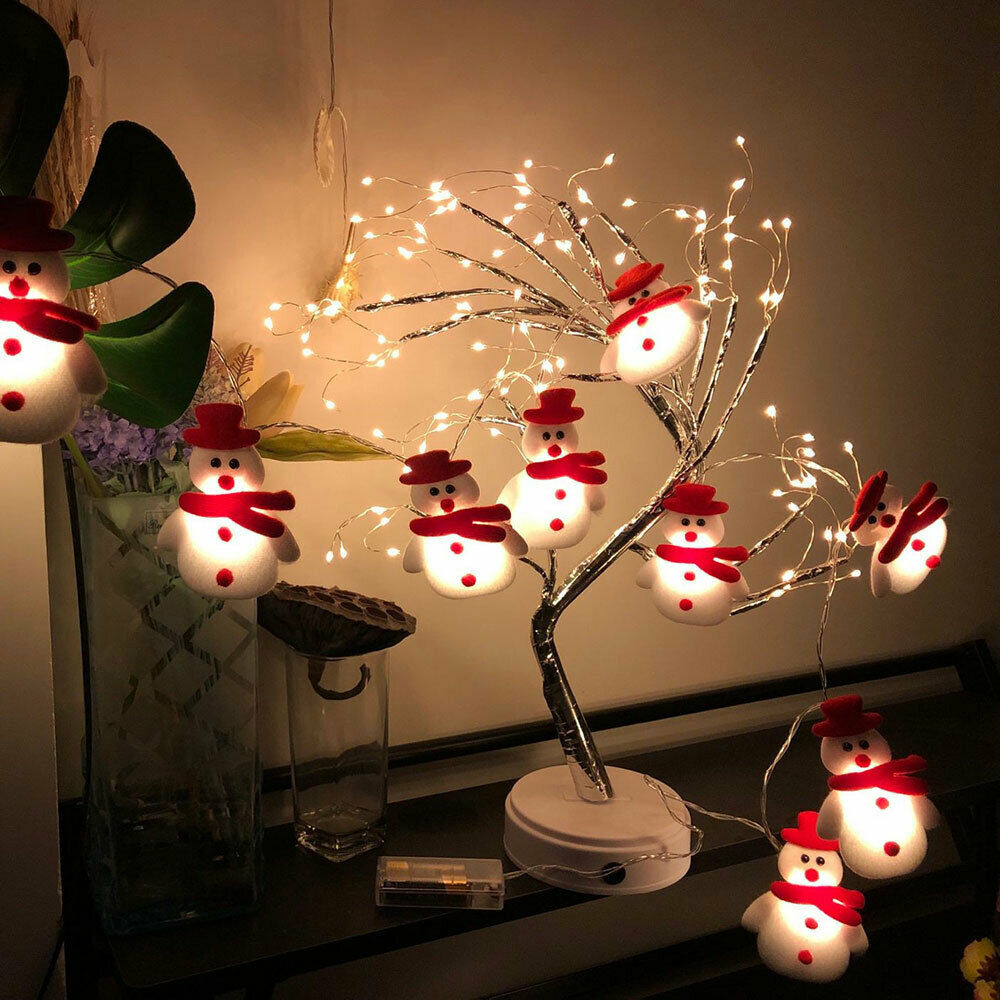 Battery Powered LED Snowman Fairy String Light  Outdoor Party Xmas Tree Decor