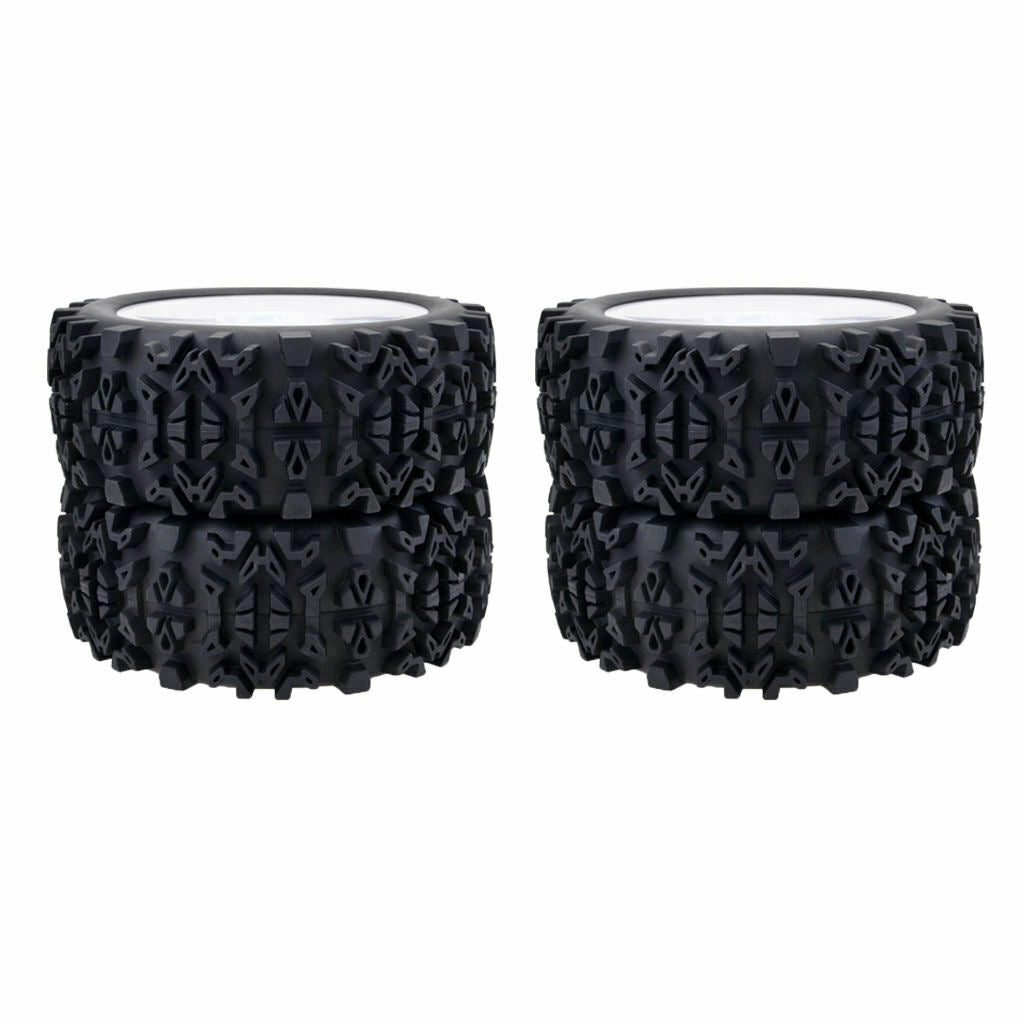 4pcs 1/8 Scale RC Rubber Tires w/ Hex 17mm Wheels Rims For RC On-Road Buggy Car