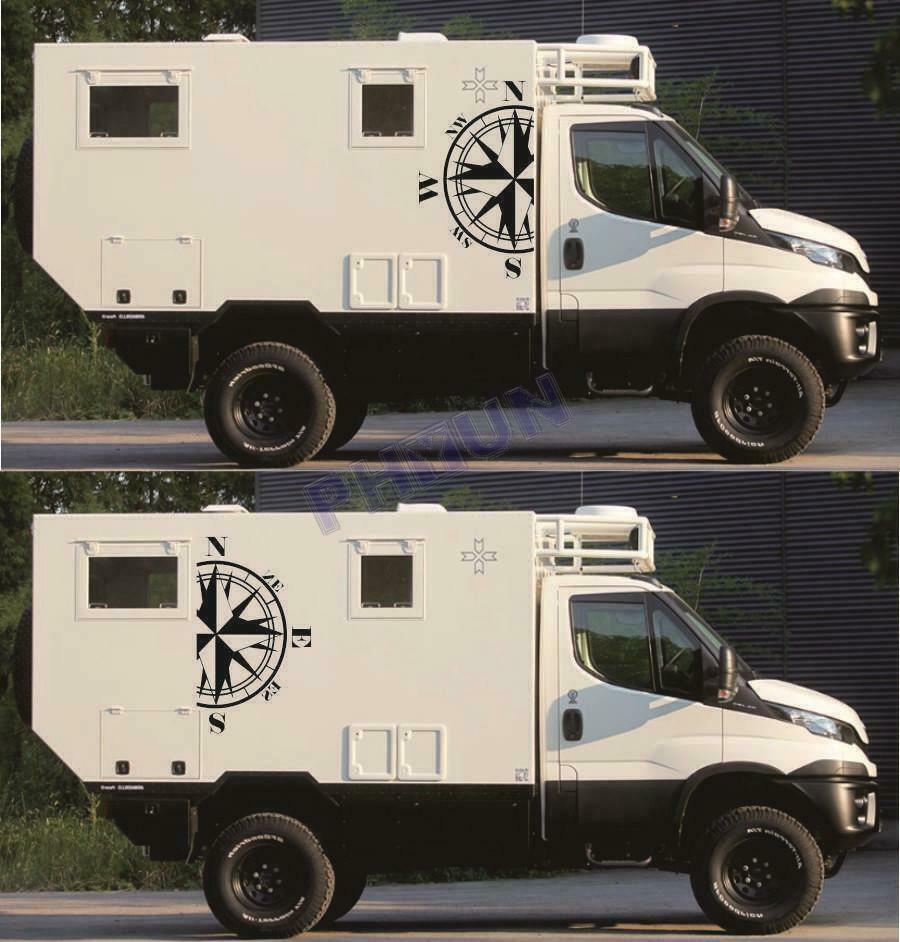 2x Black Compass Totem Car Stickers Decals 73x125cm Universal For SUV Truck RV
