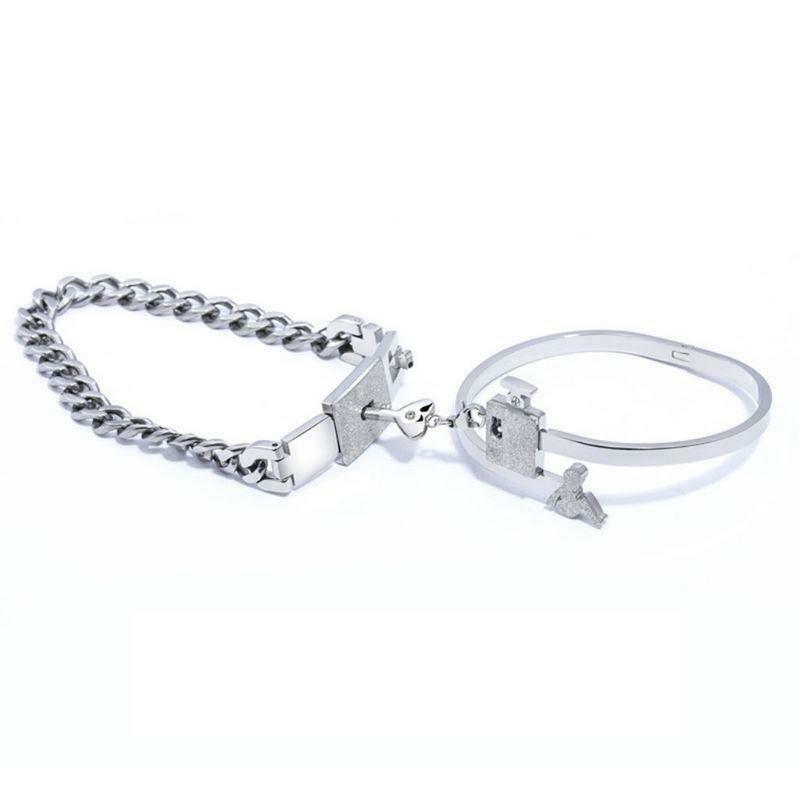 His Hers Love Heart Key Lock Macthing Bangle Bracelets  Lovers Jewelry Set Gifts