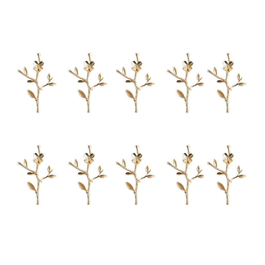 Pack of 10 Pieces Golden Alloy Flower Brooches Accessory DIY Wedding Decoration