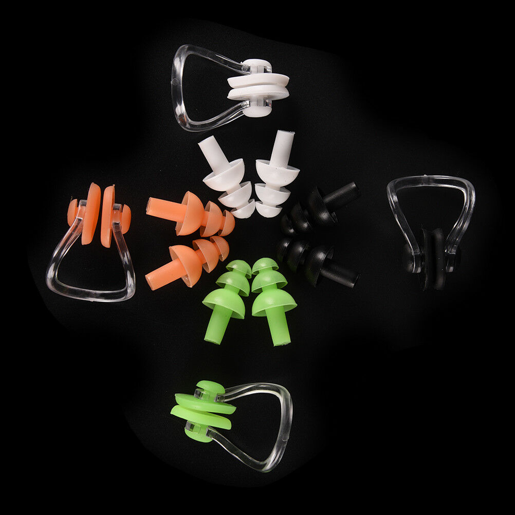 Green Waterproof Soft Silicone Swimming Set Nose Clip + Ear Plug Kits B_DD
