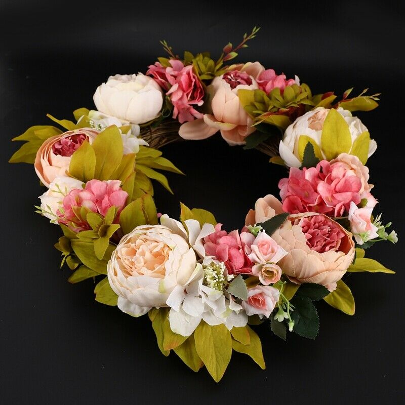 Artificial Flower Wreath Peony Wreath - 16inch Door Wreath Sp Wreath Round WreQ1