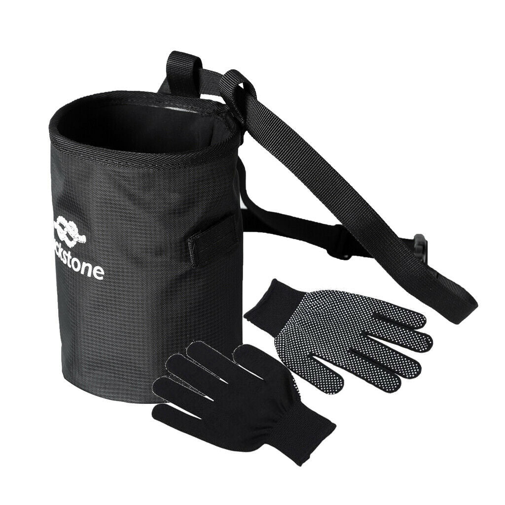 Climbing Chalk Bag with Belt + 1 Pair Non-slip Gloves for Climbing Gymnastics