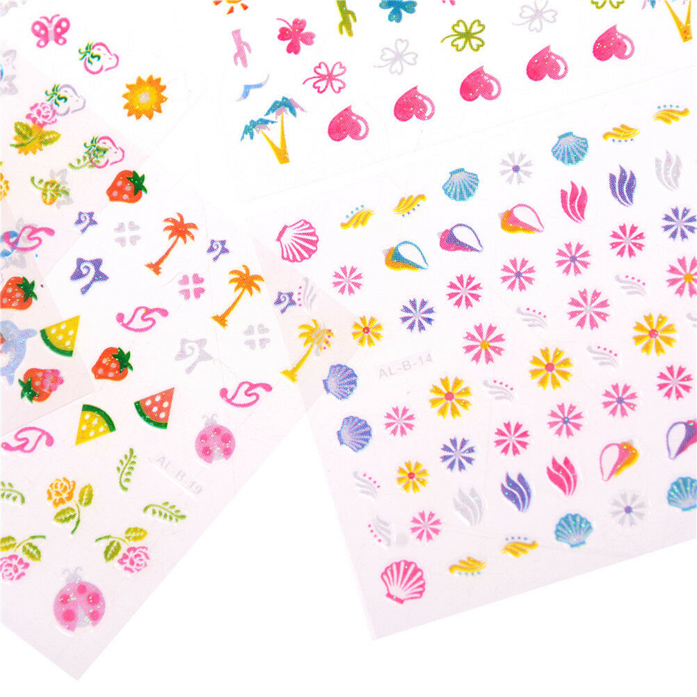 5Sheets Cartoon Kids Safety Nail Stickers DIY Makeup Nail Art Christmas GiftY BU