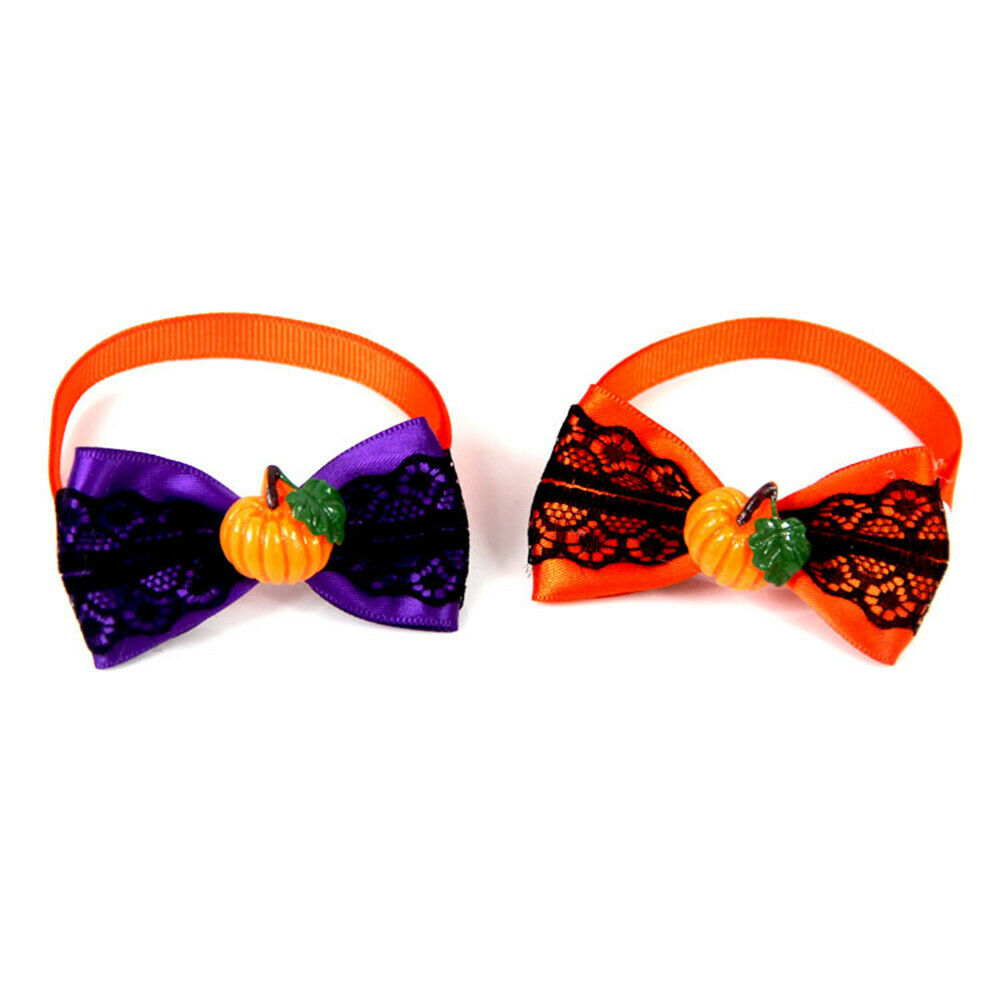 10PCS Pet Bow Tie Set Adjustable Collar Dog Cat Halloween Party Supplies Decor