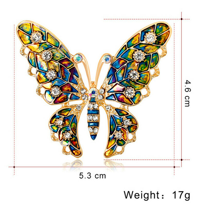 Rhinestone Butterfly Brooch Winter Dark Color Pin Insect Coat Brooch Jewe.l8
