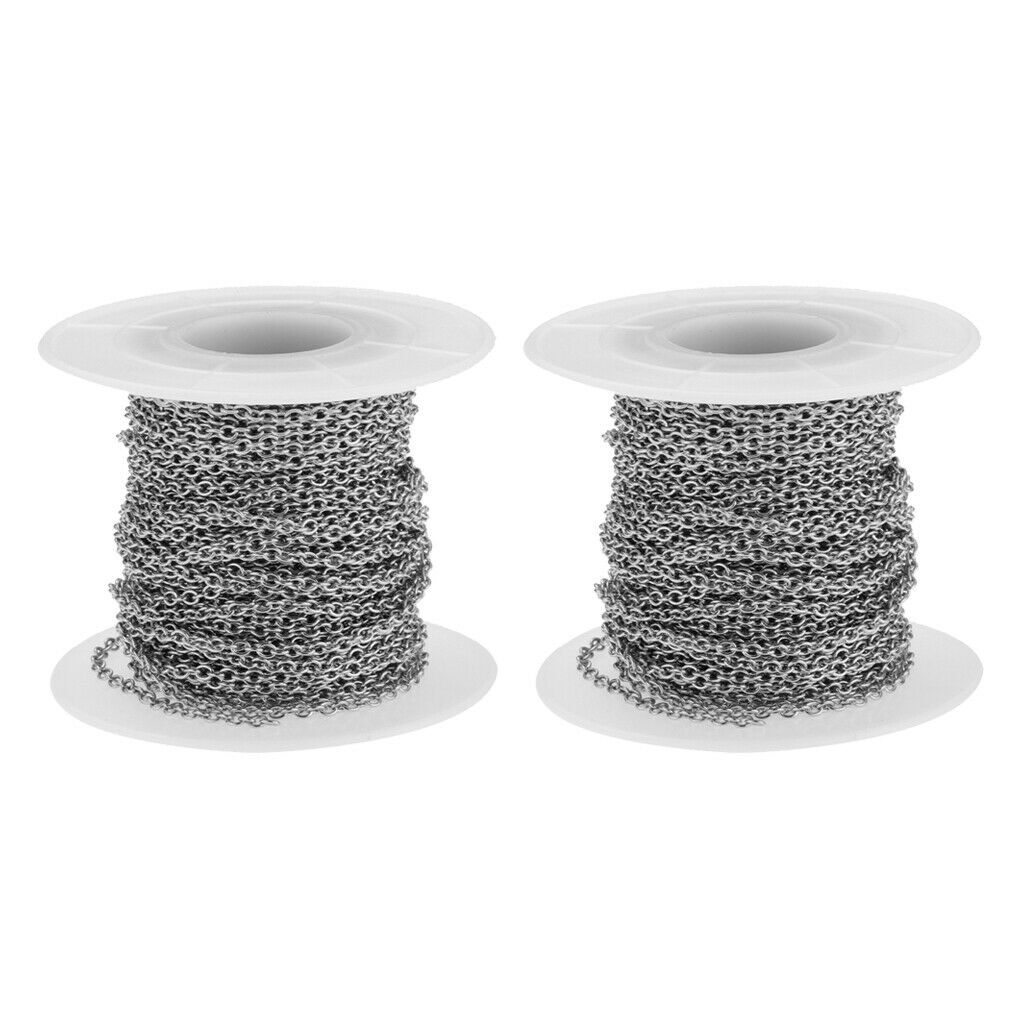 2 Roll Stainless Steel Cable Chain for Men Women Jewelry Pendants Bracelet