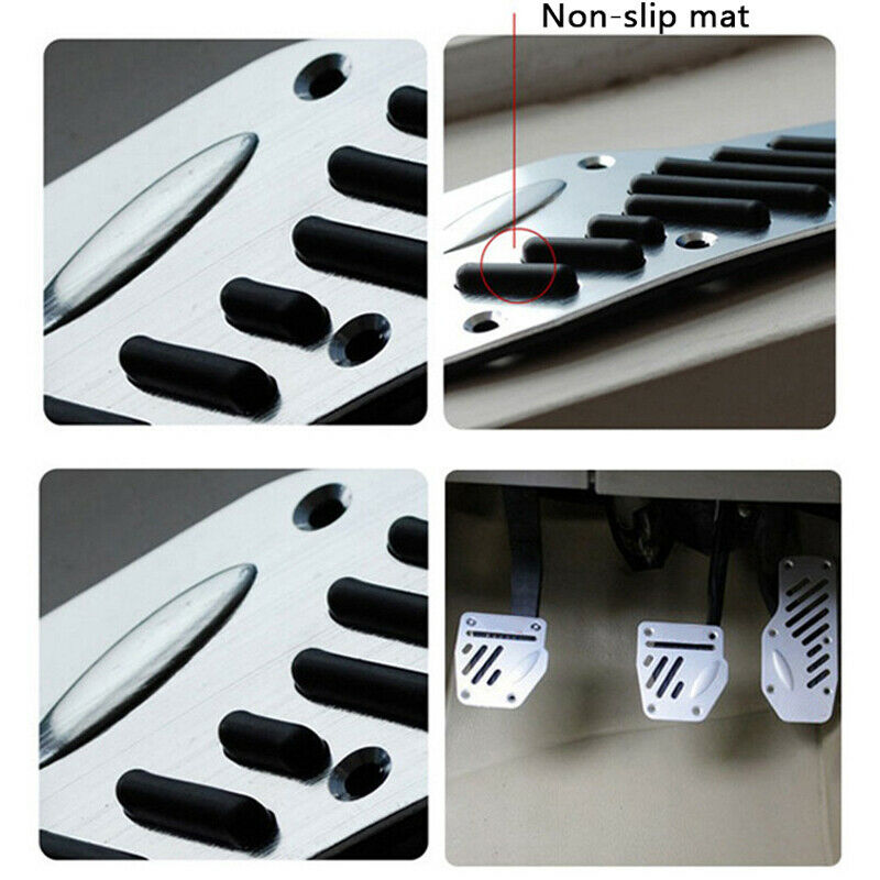 3PCS Non-slip Aluminum Accelerator Pedal Foot Pedals Pad Cover For Brake Clutch