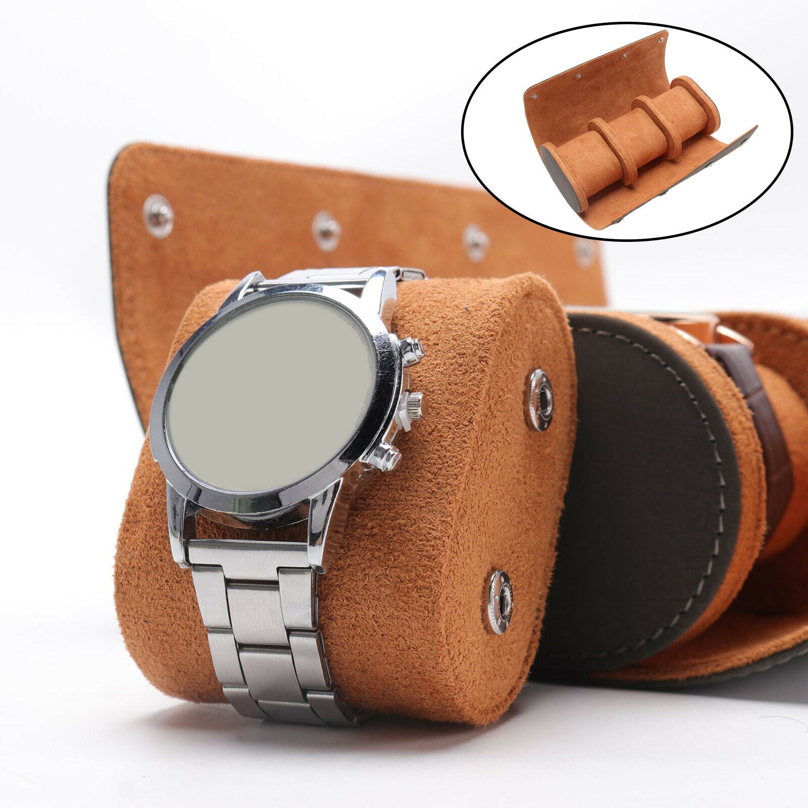 3 Slot Watch Travel Case Portable Roll Box Jewelry Storage Pouch Holder
