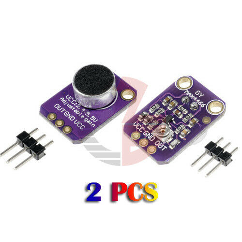 2PCS GY-MAX4466 Electret Microphone Mic Amplifier w/ Adjustable Gain for Arduino