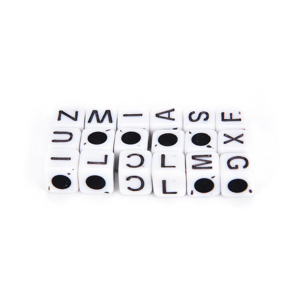 100pcs 6mm white cube alphabet single letter beads Craft DIY A - Z Mixe.l8