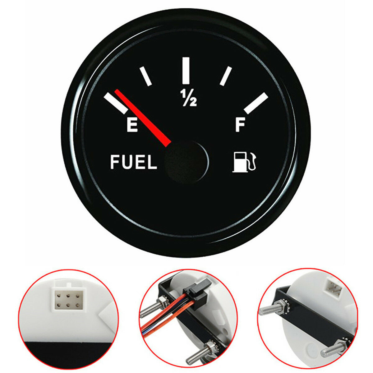 12/24V 52mm Universal Car Marine Fuel Level Gauge Trim Tank Indicator 240-33Ohms