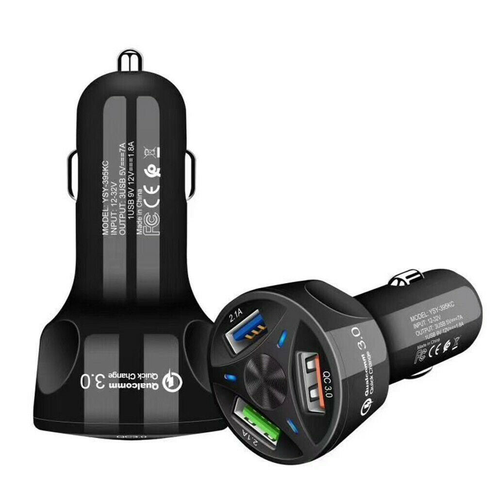 QC3.0 Fast Charging Car Mobile Phone Charger Adapter 3 Ports USB Socket