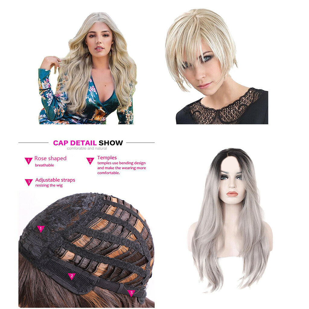 10in Women Short Straight Wig Synthetic Full Wigs with Bangs Heat Resistant