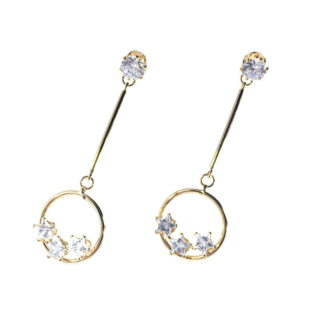 Fashion Zircon Round Five-pointed Star Earrings Crystal Pendant Earrings