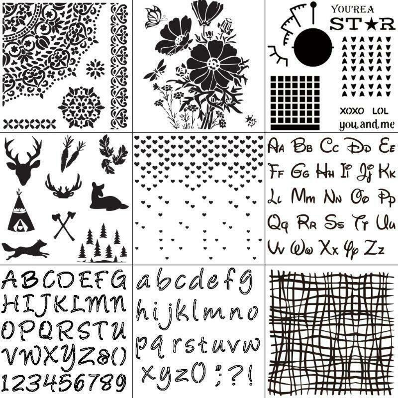 9pcs/set Christmas Letter Stencils Template Painting Scrapbooking Embossing Card