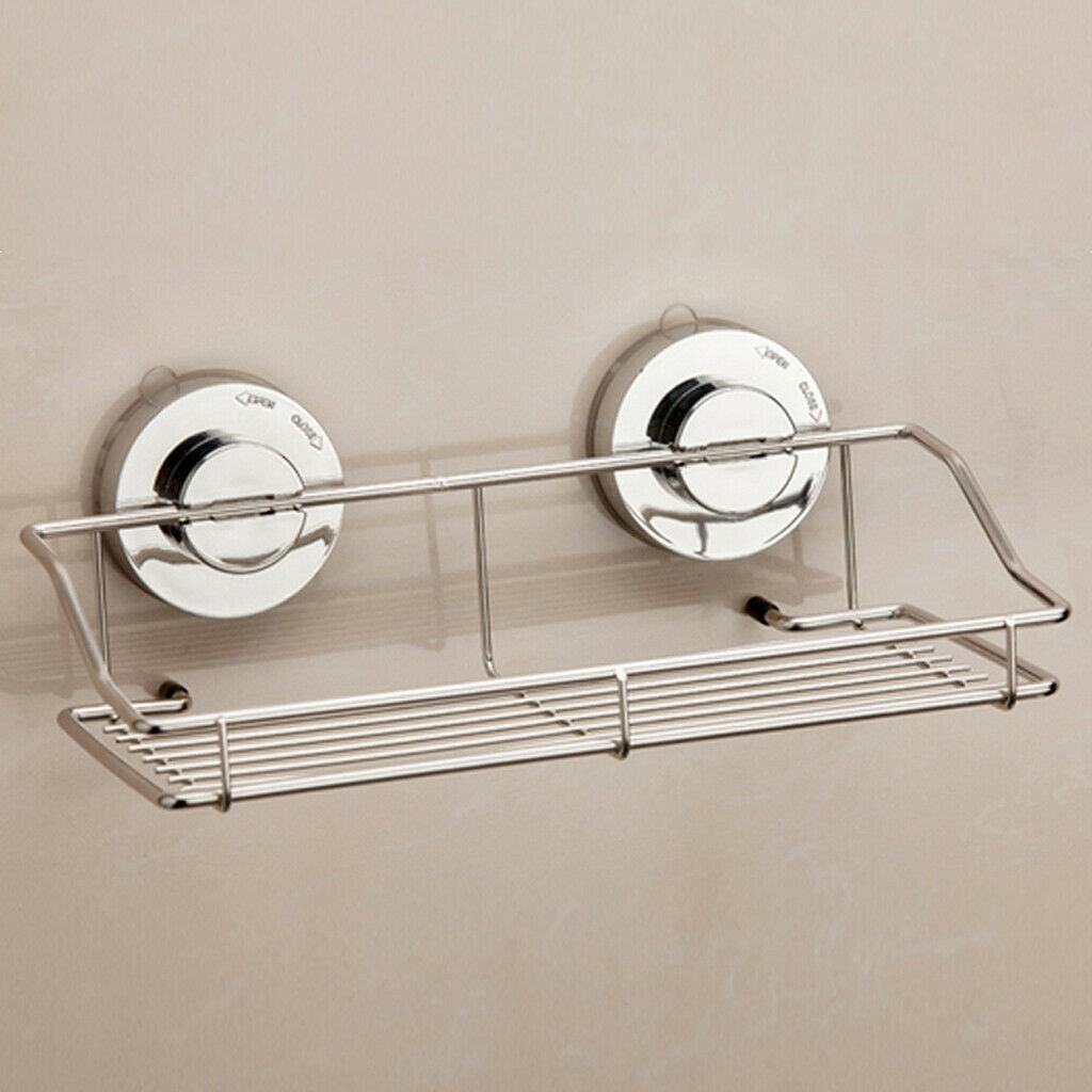 Stainless Steel Kitchen Bathroom Shower Shelf Storage Suction Basket Rack