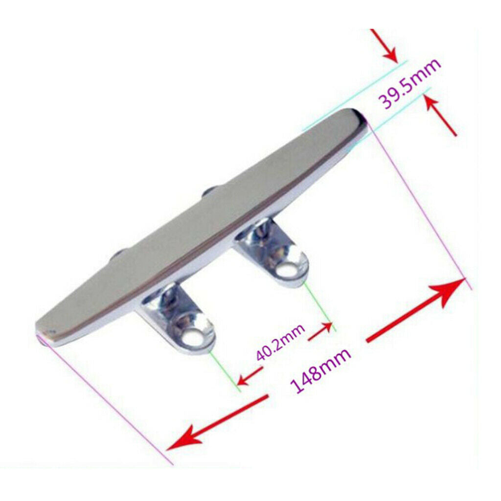 Boat Cleat X1 Narrow Base 316 Polished Stainless Steel 148mm Heavy Duty Base