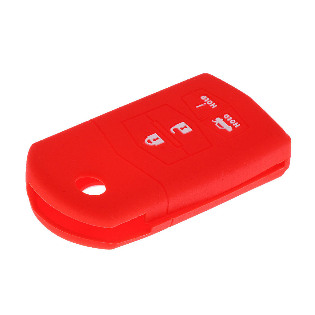 Replacement Car 4 Button Key Silicone Shell Case Cover For Mazda Red
