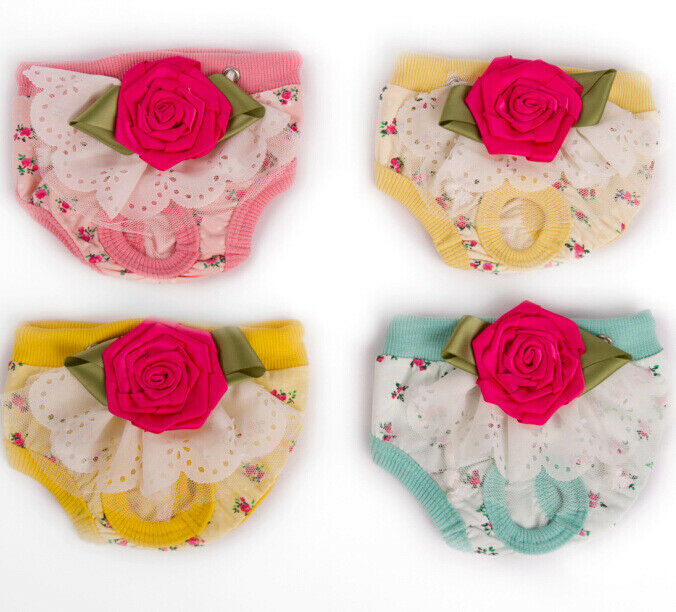 Pet Dog Puppy Female Sanitary Clothes Physiological Shorts Diaper Pink M