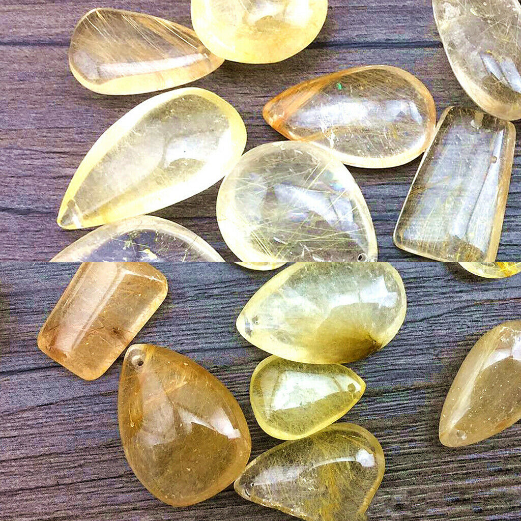 Natural Crystal Stone - Small Golden Color Lines Inside the Stone, 2.5-3.5cm