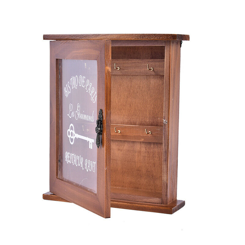 Wooden Key Box Cabinet Wall Mounted Keys Hooks Storage Holder With 6 HooksBDAU