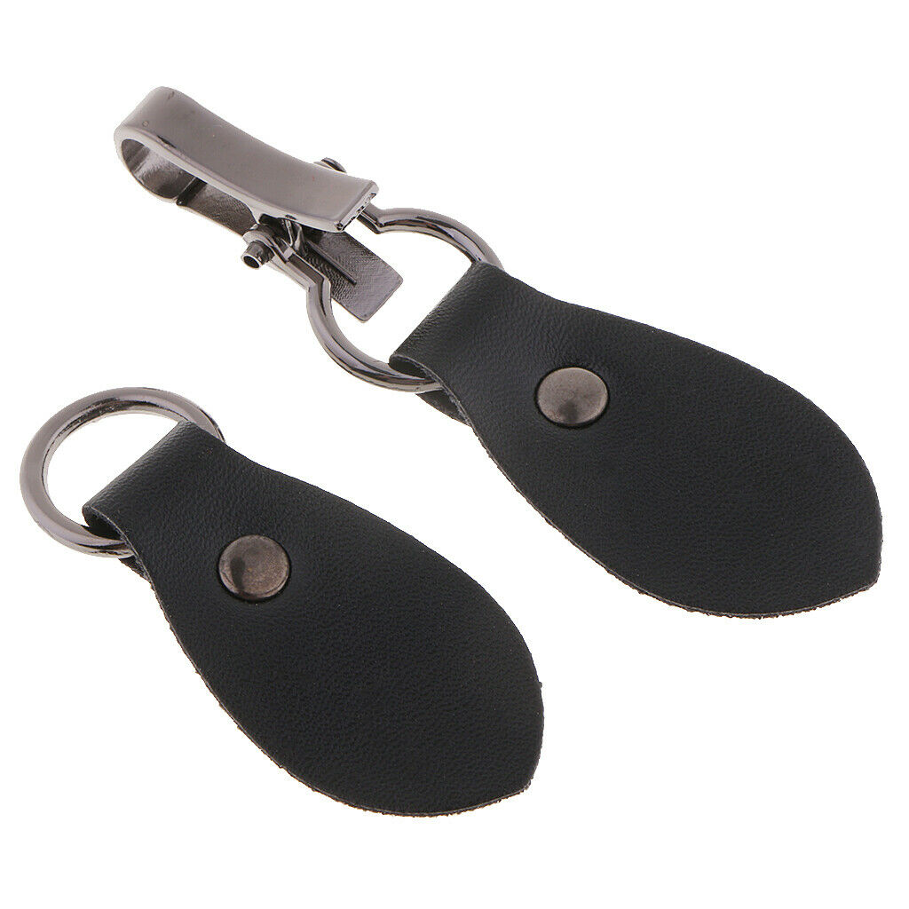 Black PU Leather Horn Toggle Buttons with Metal Hooks Coat Duffle Jacket DIY