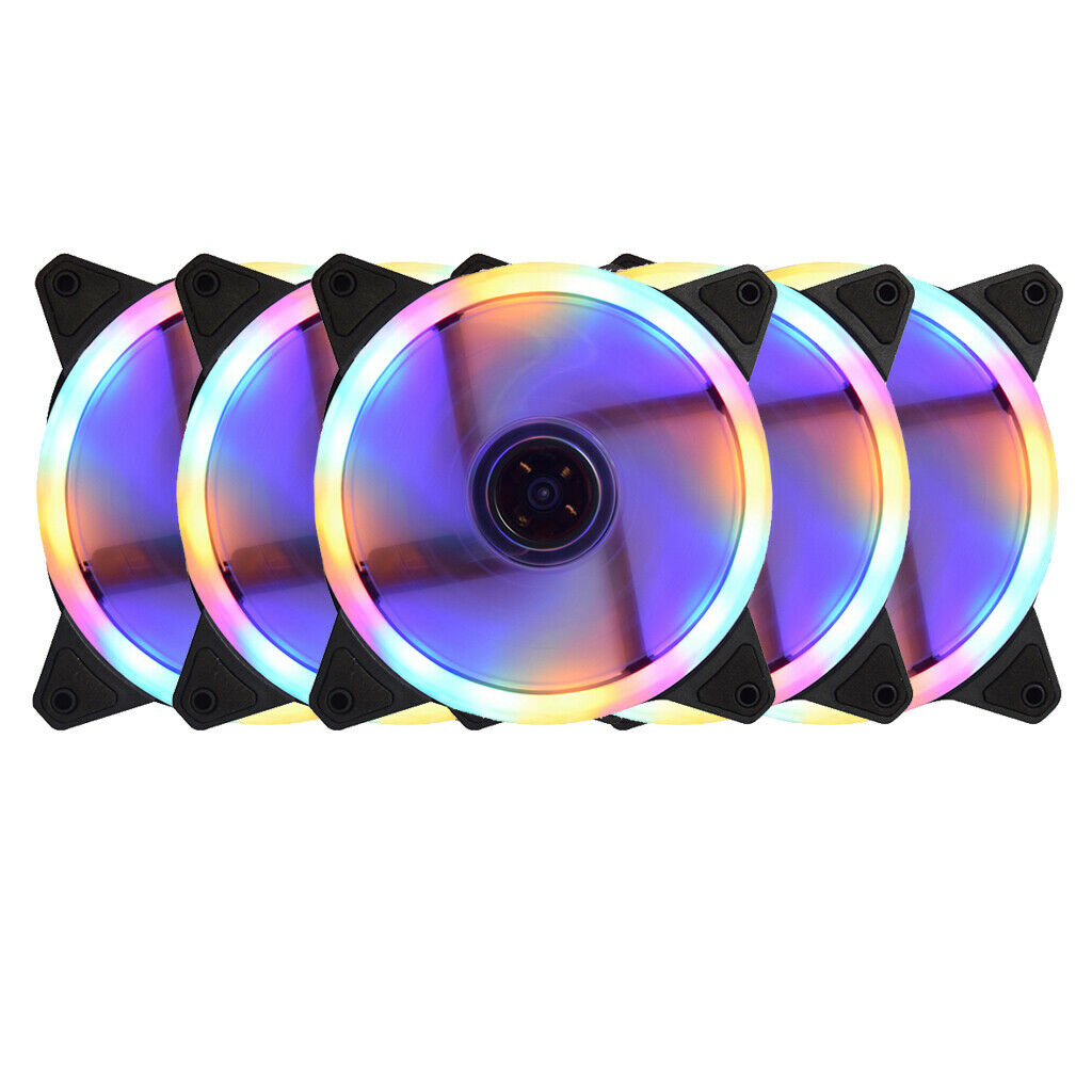 5-Pack 4-Color 12CM LED Computer Case Cooling Fan for PC