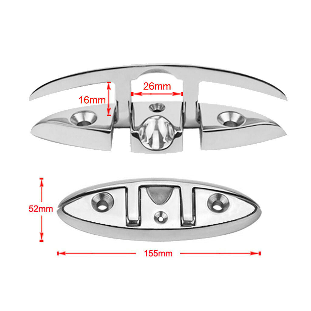 316 Stainless Steel Boat  Up Folding Cleat Dock Deck Line Rope 6inch