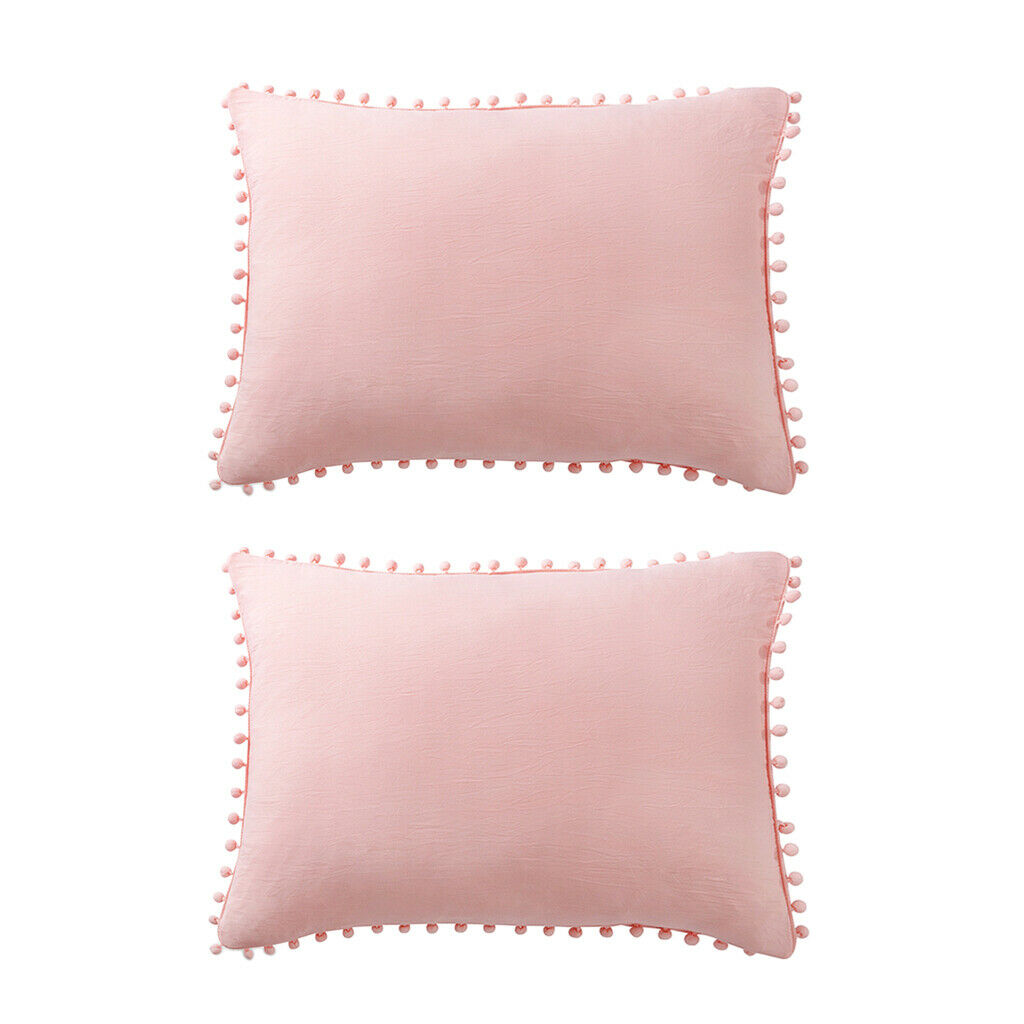 2 Pcs Purely Solid Color Sofa Bed Throw Pillow Cover 51x92cm Light Pink