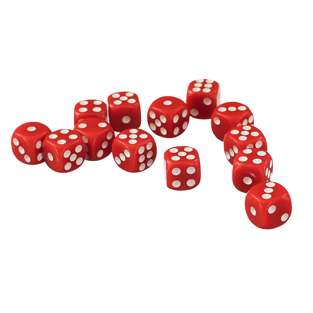 50 Pieces 12mm 6-sided Polyhedral Dices for Table Casino Card Games Supplies